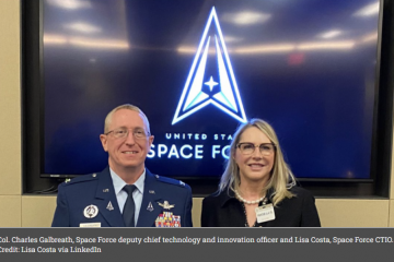 Col. Charles Galbreath, Space Force deputy chief technology and innovation officer and Lisa Costa, Space Force CTIO. Credit: Lisa Costa via LinkedIn